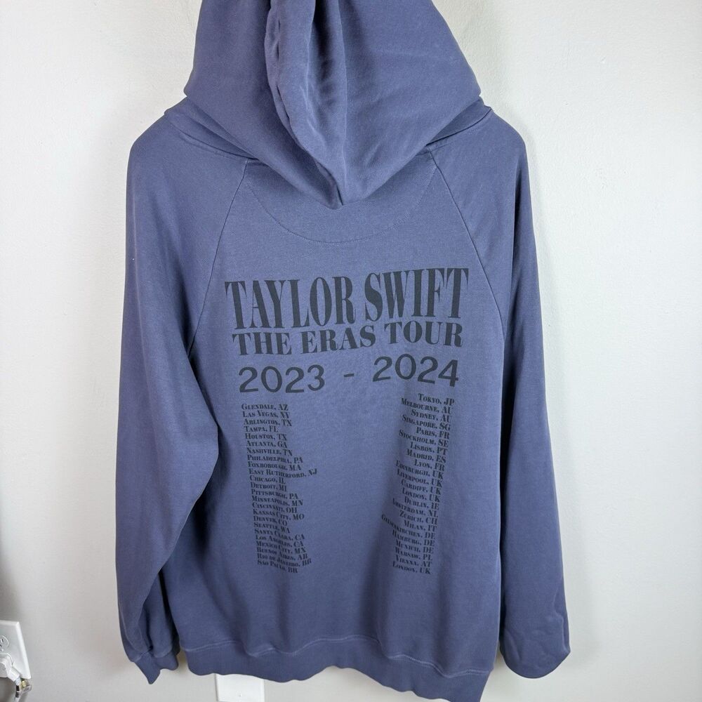 Taylor Swift The Eras Tour Hoodie Women L 2023-2024 Official Blue Gray Pullover - Picture 2 of 9